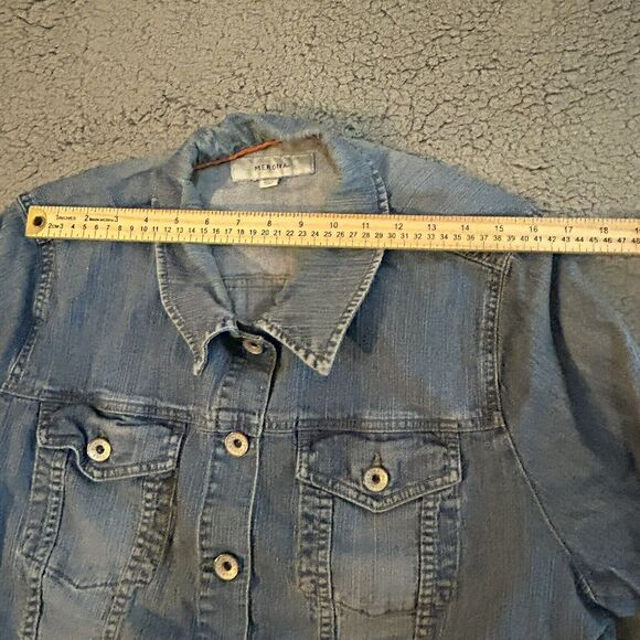 Merona Faded Denim Jean Jacket Womans Size 20/22 W With Pockets outdoorwear - Picture 8 of 15